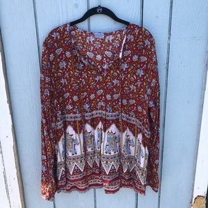 Hippie Top with Elephants